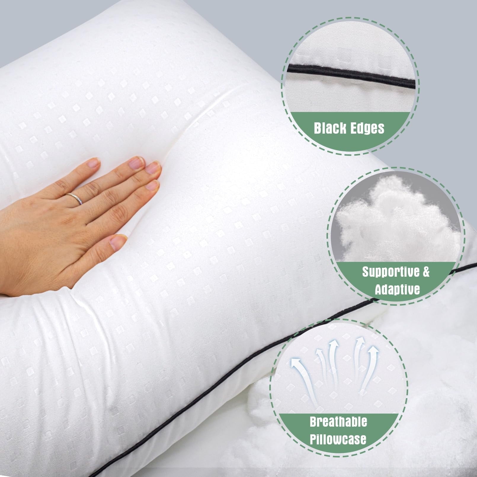 KAQINU Standard Size Bed  Pillows for Adult,4 Pack Great Support Luxury Hotel Pillows for Side,Stomach and Back Sleepers.