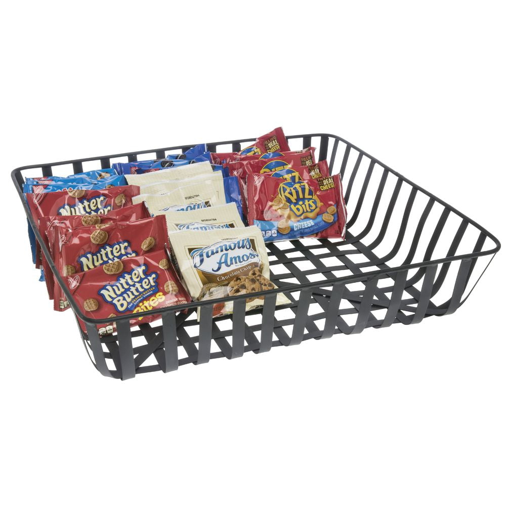 HUBERT Square Black Metal Tobacco Basket - 18"L x 18"W x 3 5/8"H