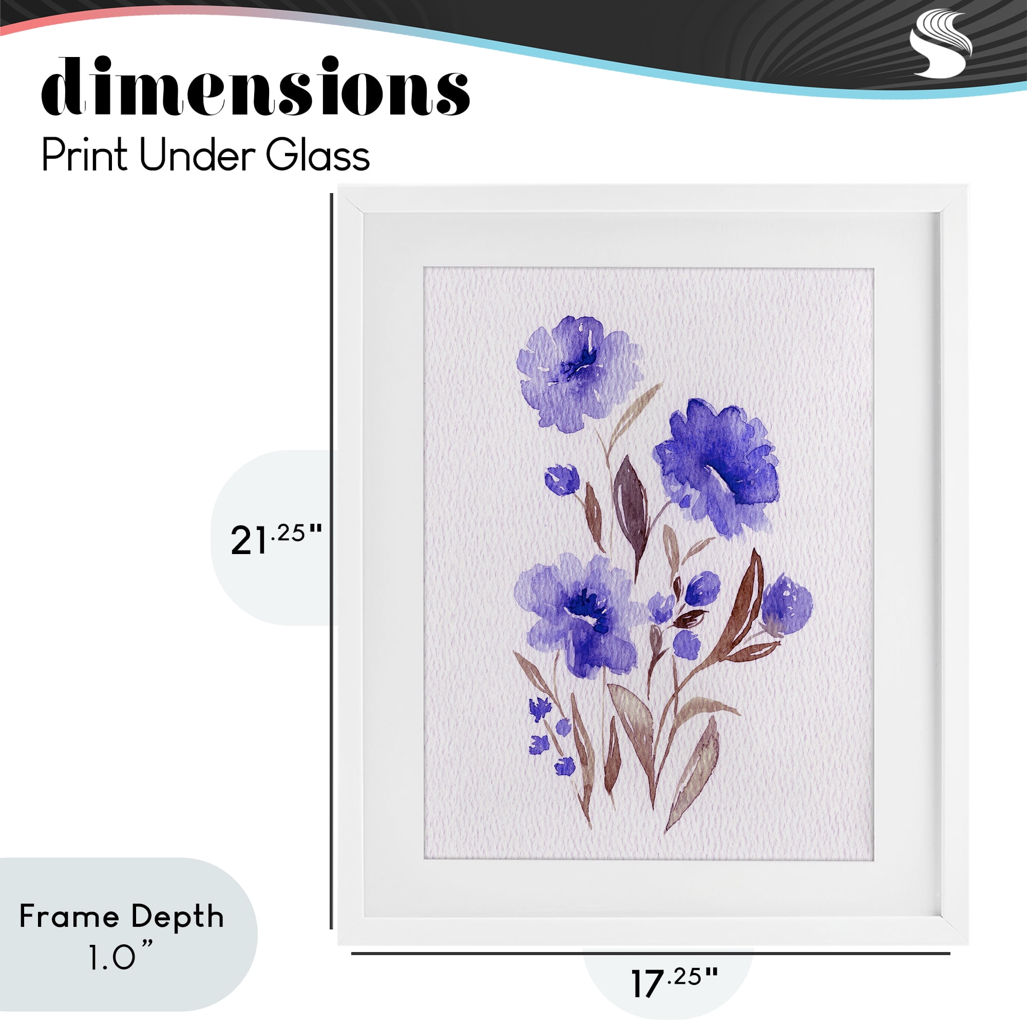 Stupell Industries Watercolor Purple Blossoms White Framed Print Under Glass, design by Leah Noel Art