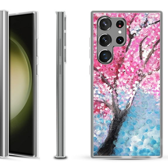 Shockproof Gel Phone Case for Samsung Galaxy S23 Ultra 5G, by OneToughShield ® - Blossom Paint