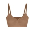 thumbnail image 2 of Lumtrix V Neck Sports Bra for Women Padded Push up Sport Bras Adjustable Thin Straps Light Support Yoga Bra Brown 36, 2 of 5