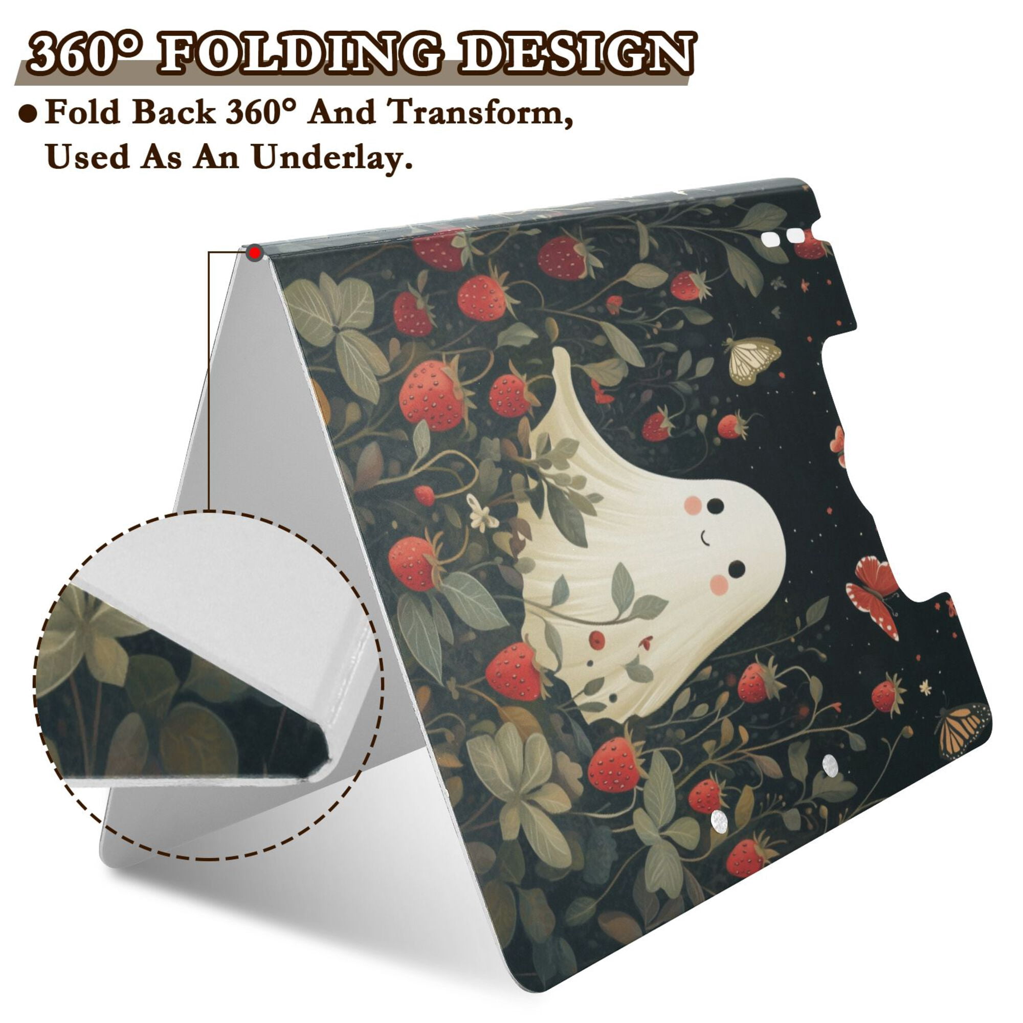 FORMRS A4 Clipboard Folder with Pen Holder Horizontal Foldable School Office Binder, Happy Ghost