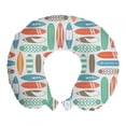 thumbnail image 1 of Surfboard Travel Pillow Neck Rest, Colorful Surfing Sea Pattern Summer Travel Illustration in Retro Colors, Memory Foam Traveling Accessory Airplane and Car, 12", Multicolor, by Ambesonne, 1 of 3