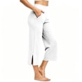 thumbnail image 4 of Htrmlpk Women Yoga Pants Elastic Waist Cropped Trousers Athletic Workout Running Jogging Pants with Pocket, 4 of 7