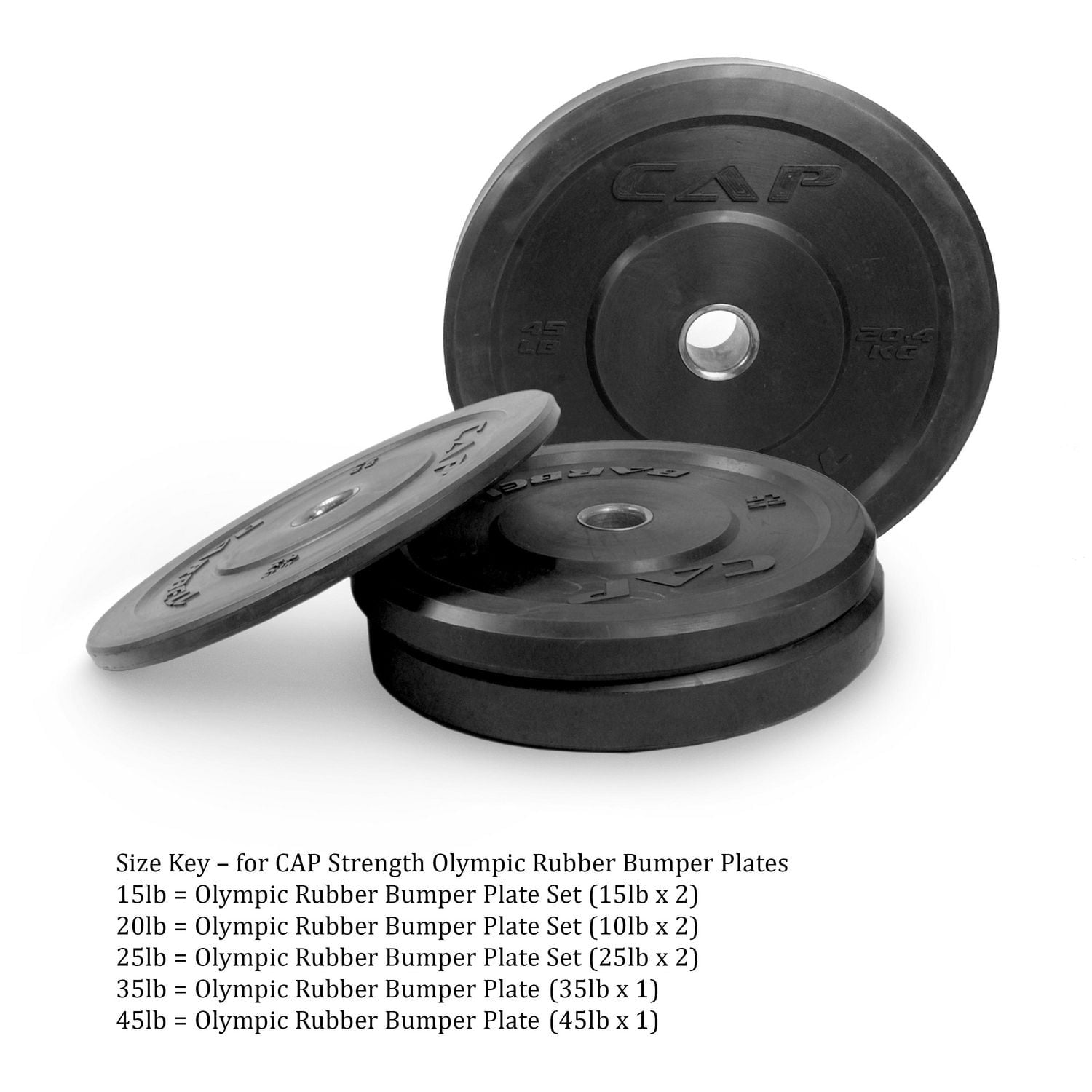 CAP Strength Olympic Rubber Bumper Plate Set, 10 lb Pair