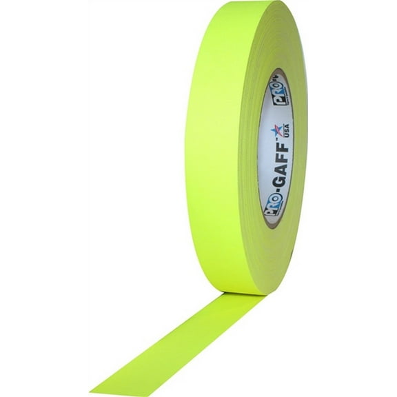 Pro Gaff Fluorescent Yellow Gaffers Tape 1" X 50 Yard Roll (Pack Of 48)