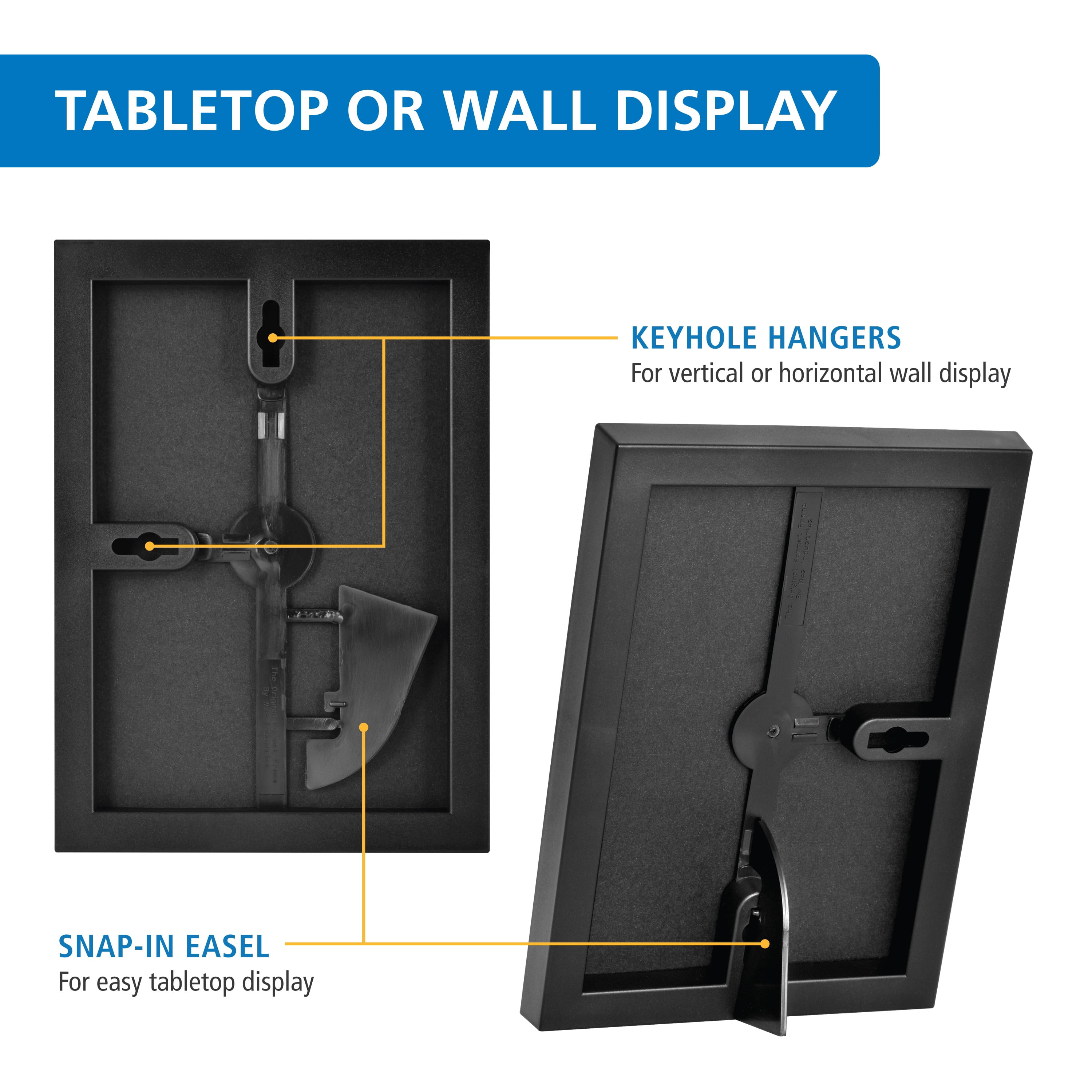 Mainstays 5x7 Picture Frame Black Front Loading Wall or Tabletop Photo Frame, Set of 2