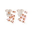 thumbnail image 2 of BemeyourBBs Newborn Baby Girls Basketball Outfit Summer Clothes Short Sleeve Embroidery Romper with Basketball Print Bell Bottom Flare Pants and Headband, 2 of 9