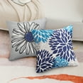 thumbnail image 3 of 4 Pack Linen Throw Pillow Covers Modern Blue Daisy Pattern Decorative Square Cushion Cover for Sofa 18  x 18 inch, 3 of 7
