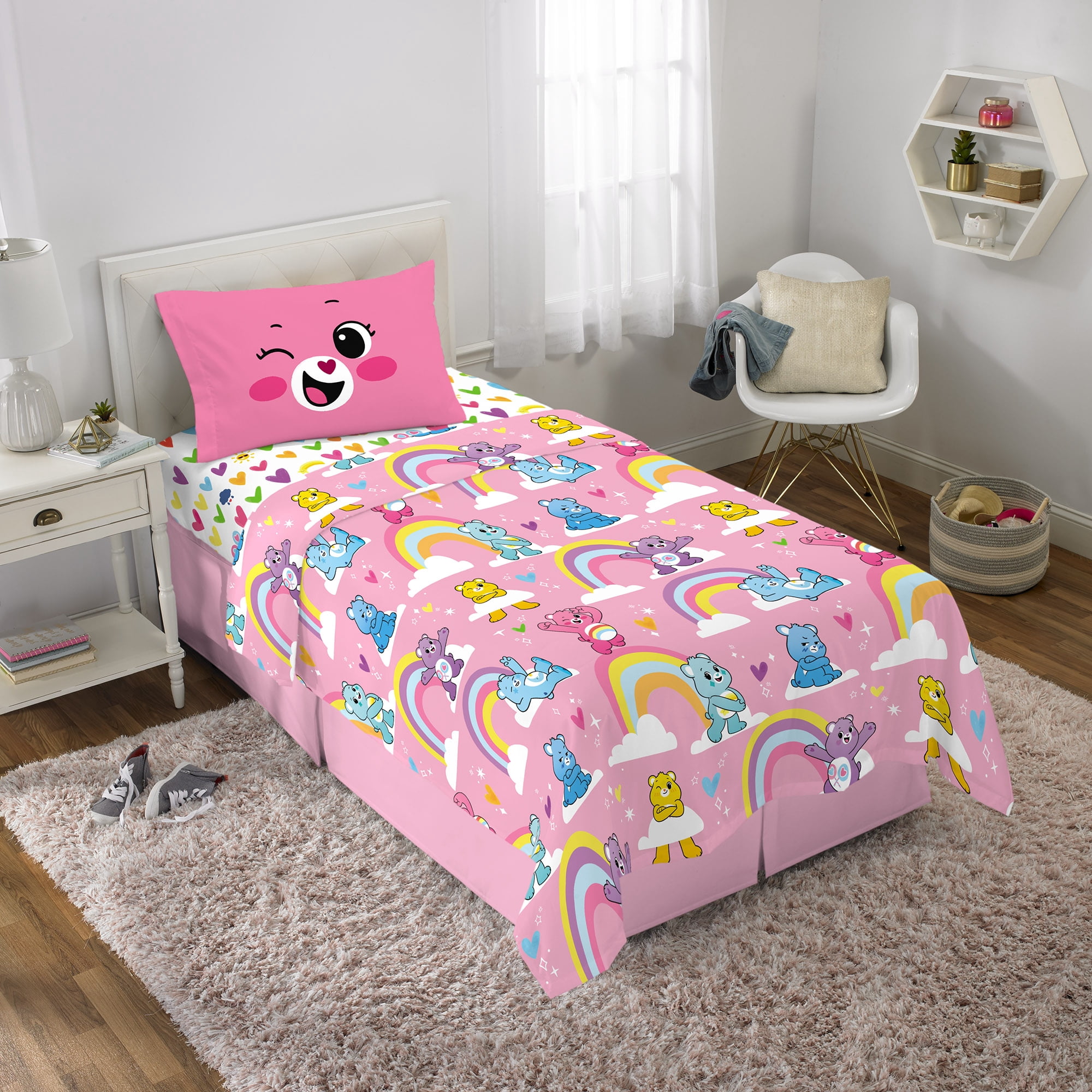 Care Bears Kids Twin Sheet Set, Pink and Purple, CloudCo