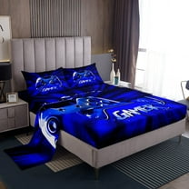 Erosebridal Male Gamepads Sheet Set Twin,Video Game Bedding Sets Twin Size,Blue Gamer Twin Sheet Sets,Super Cozy Geometric Room Decor,3pcs