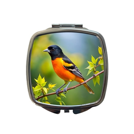 Baltimore Oriole Backyard Bird Travel Makeup Handbag Purse Small Pocket Compact Mirror