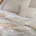 thumbnail image 3 of California King Comforter Set - 4 Pieces Pinch Pleat Bed Set, Beige Boho Bedding for All Season, 1 Soft Comforter, 2 Pillowcases, 1 Decorative Pillow, 3 of 7
