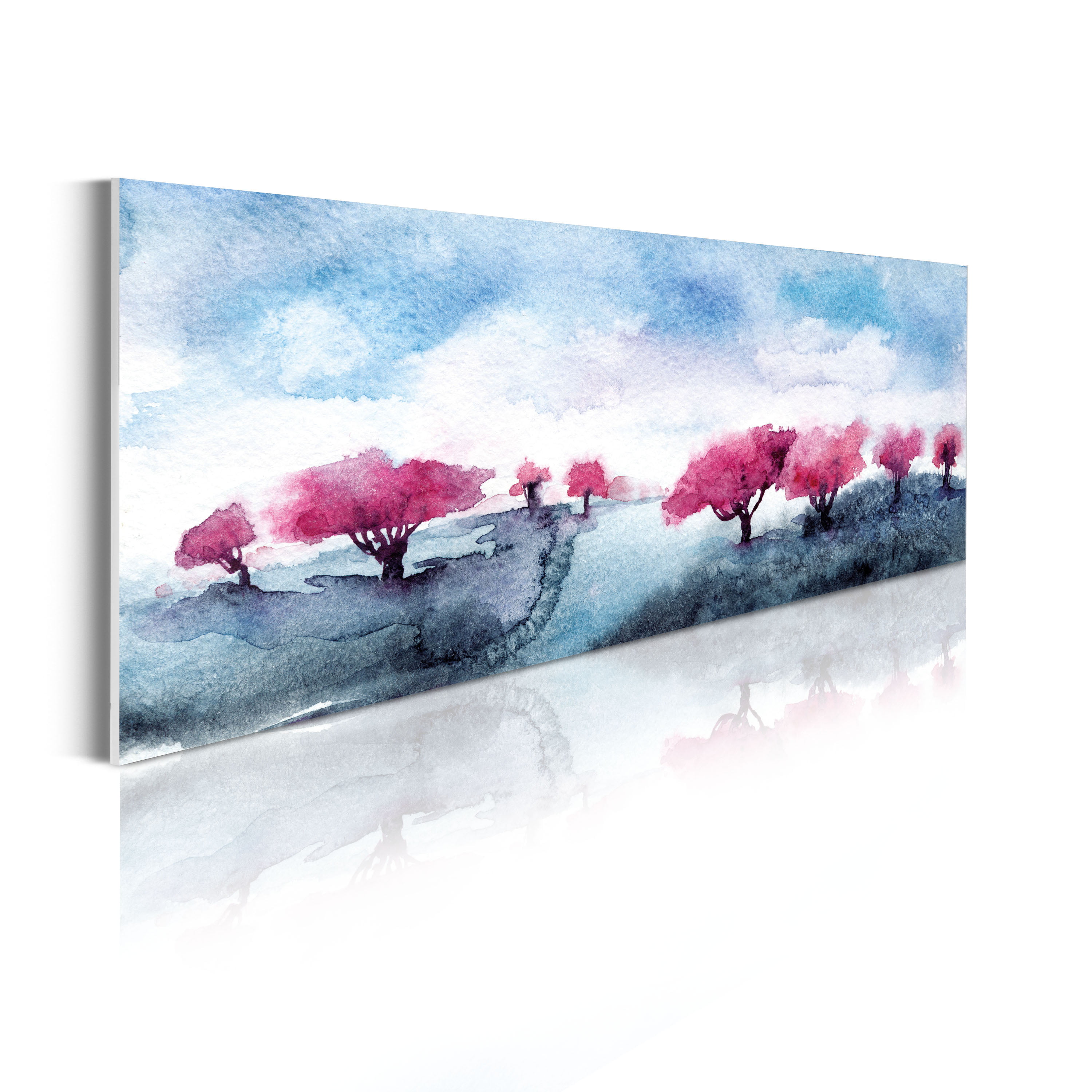 Watercolor Acrylic Glass Wall Art, Pastel Design of Rose Orchid and  Eucalyptus Branches Romantic Botany, Panoramic Decor Living Room Bedroom   Dorms, 47