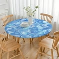 thumbnail image 3 of Blue White Tie Dye Swirl Pattern Round Fitted Tablecloth with Elastic Edge,Dining Table Cover Waterproof,Outdoor Round Tablecloth for Camping,Dining,Indoor and Outdoor, 3 of 7
