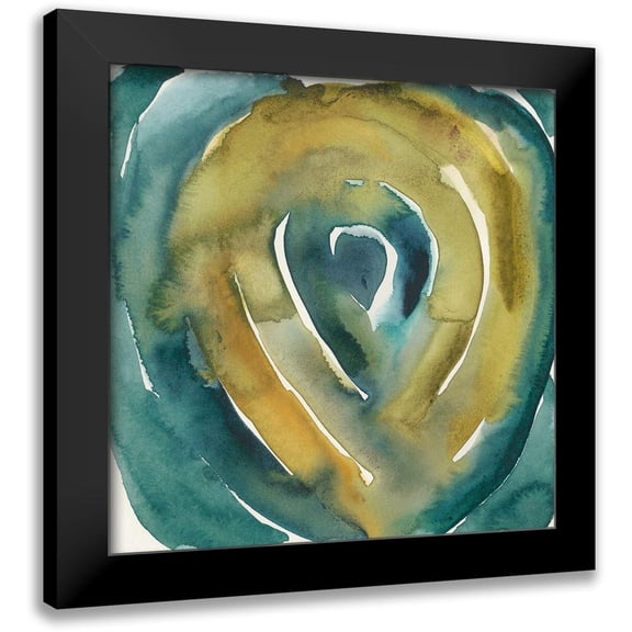 Zarris, Chariklia 12x12 Black Modern Framed Museum Art Print Titled - Peacock Reflection I