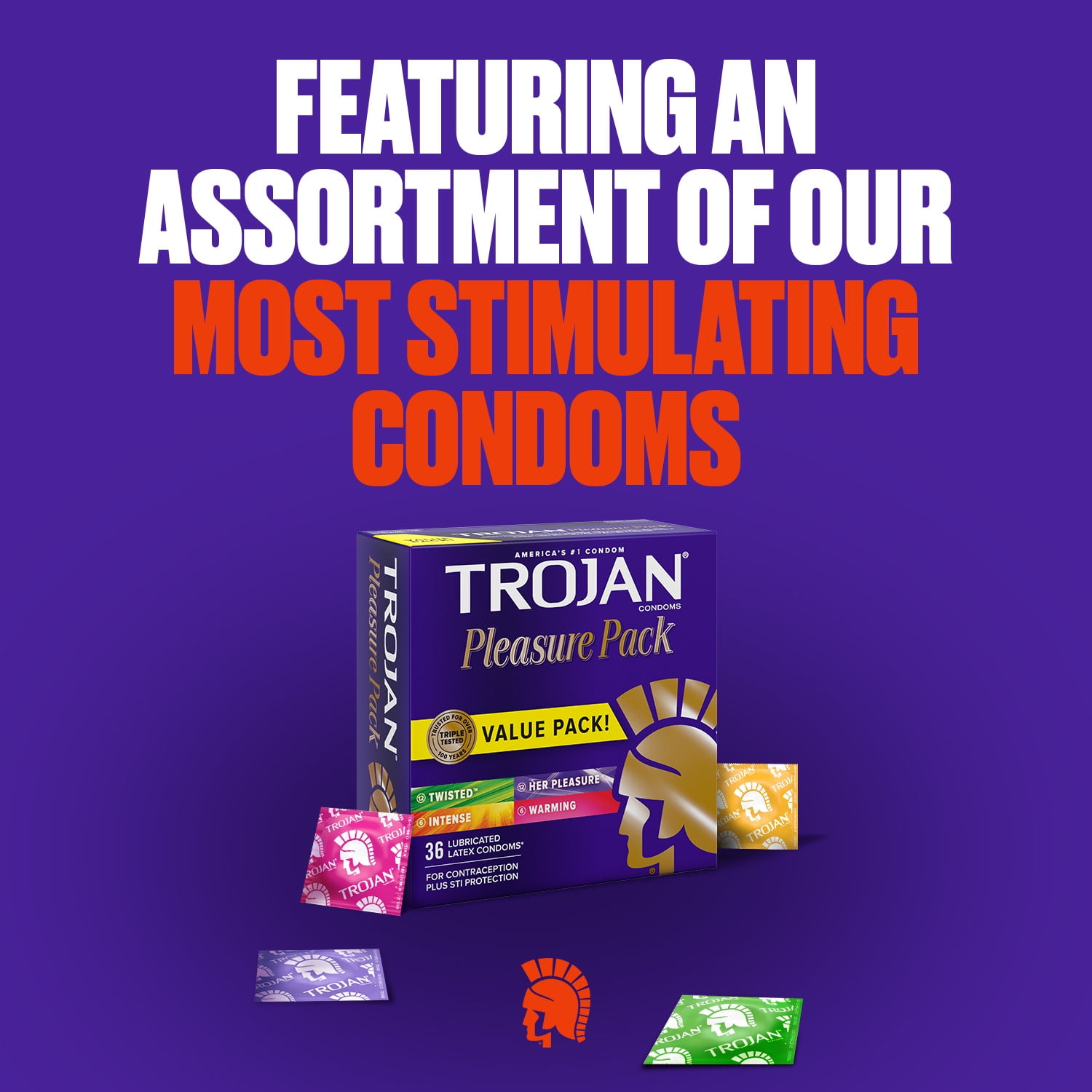 Buy TROJAN Pleasure Pack Assorted Condoms, Lubricated Condoms Value