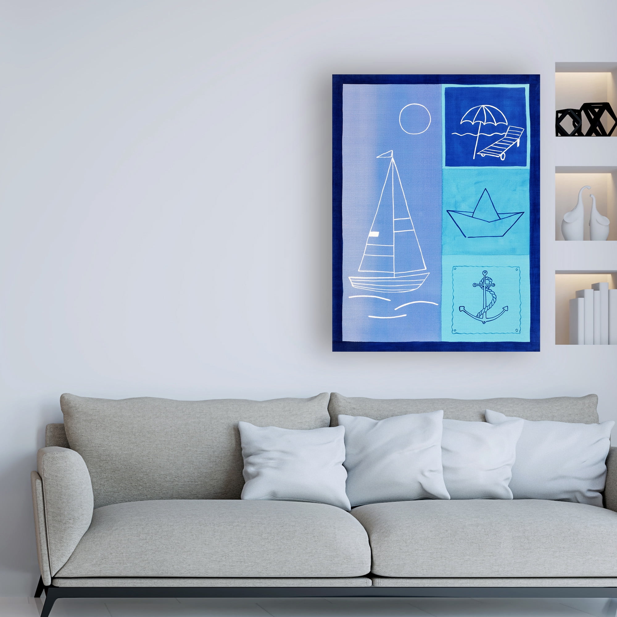 Trademark Fine Art 'Nautical Theme In Blues' Canvas Art by Pablo Esteban