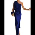 thumbnail image 3 of Vestido de Cóctel para Mujer, con un Solo Hombro, Larga y Abertura Alta, para Fiesta de Boda Azul Oscuro M, 3 of 8