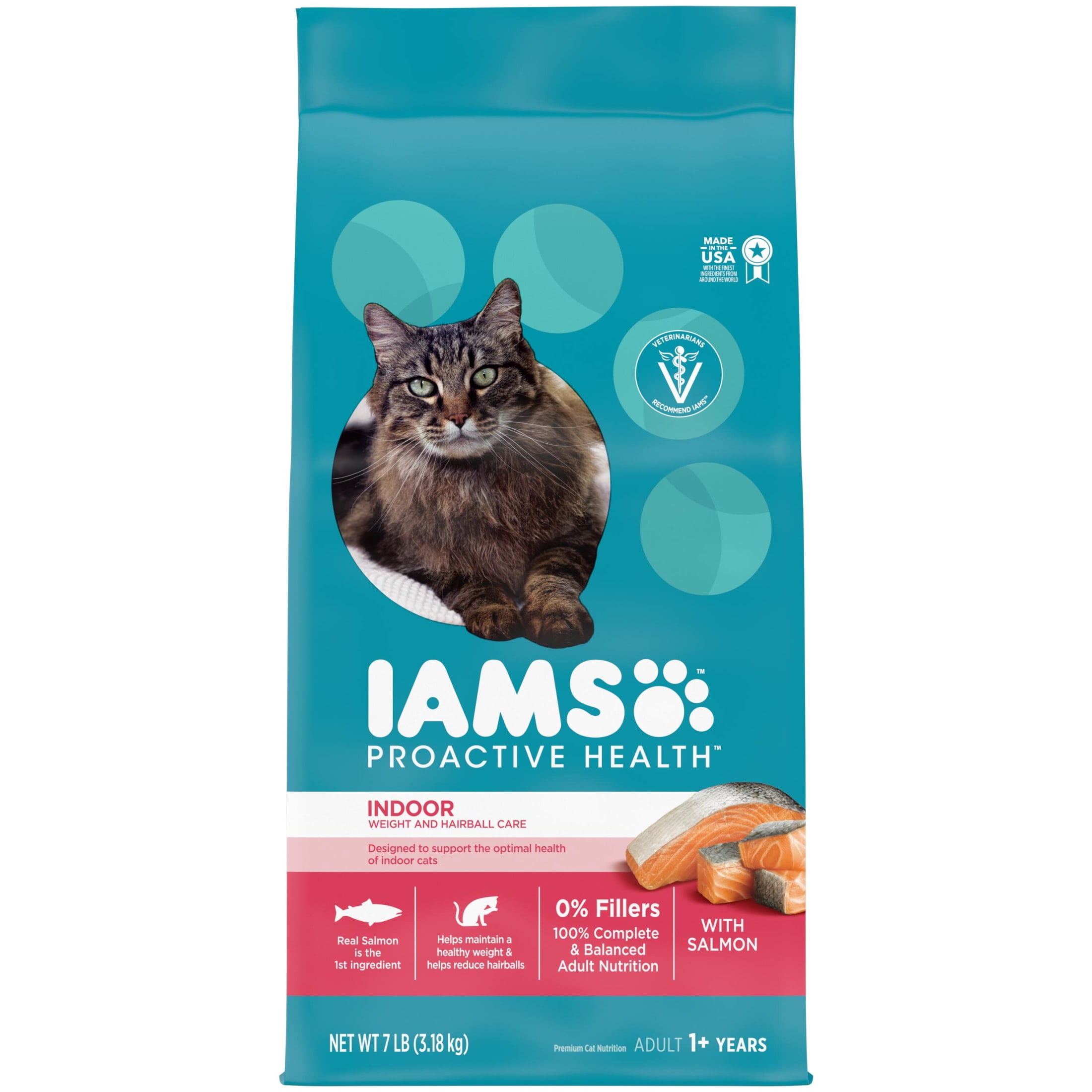 (4 pack) Iams Proactive Health Salmon Dry Cat Food, 7 Lb Bag
