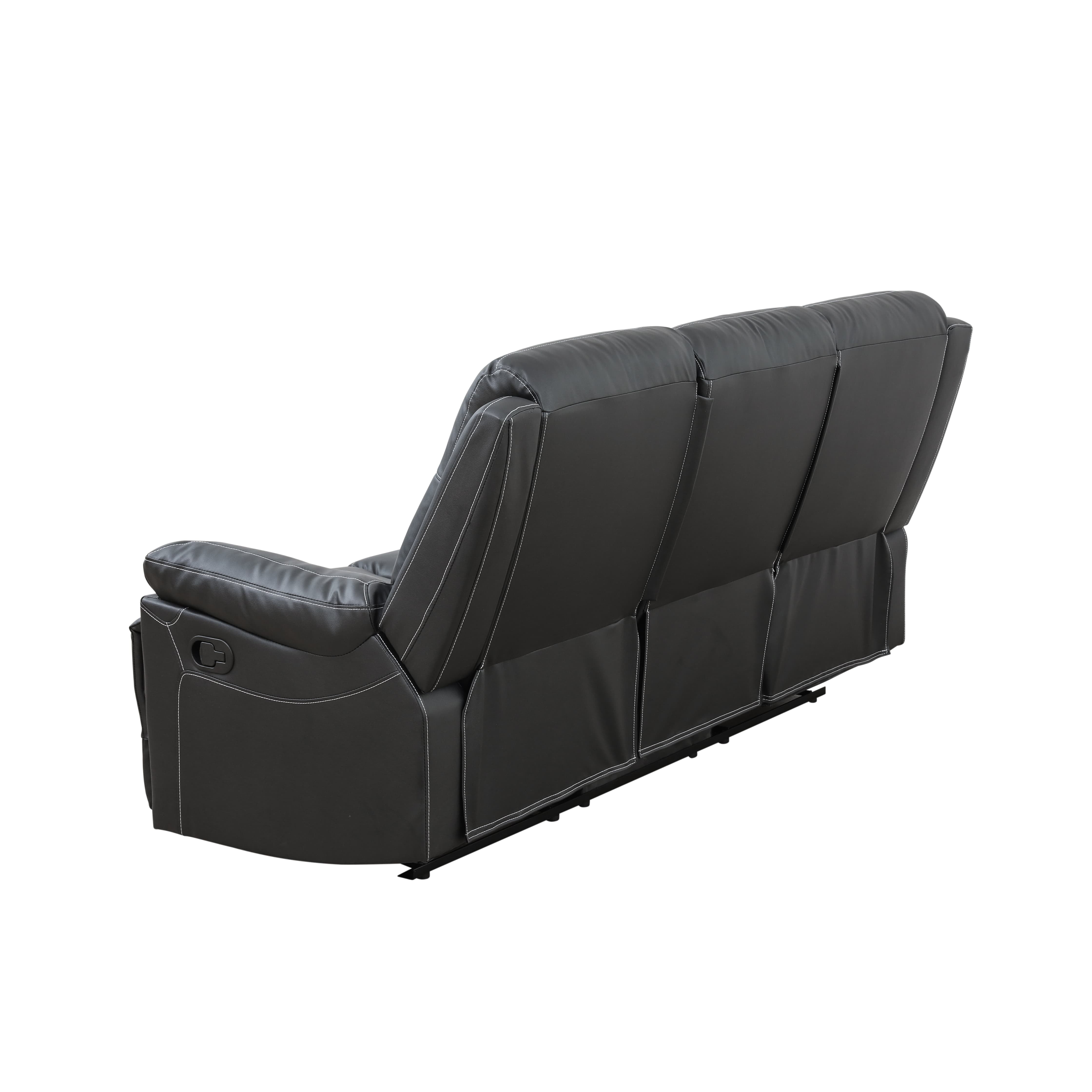 MAYEERTY Reclining Sofa, 3-Seat Breathable Semi-PU Leather Recliner with Adjustable Backrests for Living Room, Black