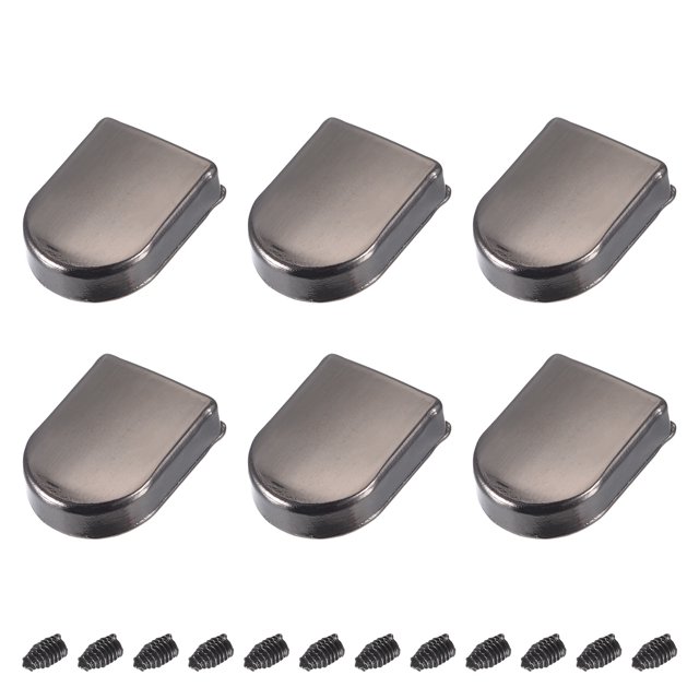 Metal Cremallera Tapón con Tornillos, 6uds 0.43'' Cremallera Cola Clip Enchufe Cabeza para Bricolaje Decoración Cuero Artesanía Herraje, Negro