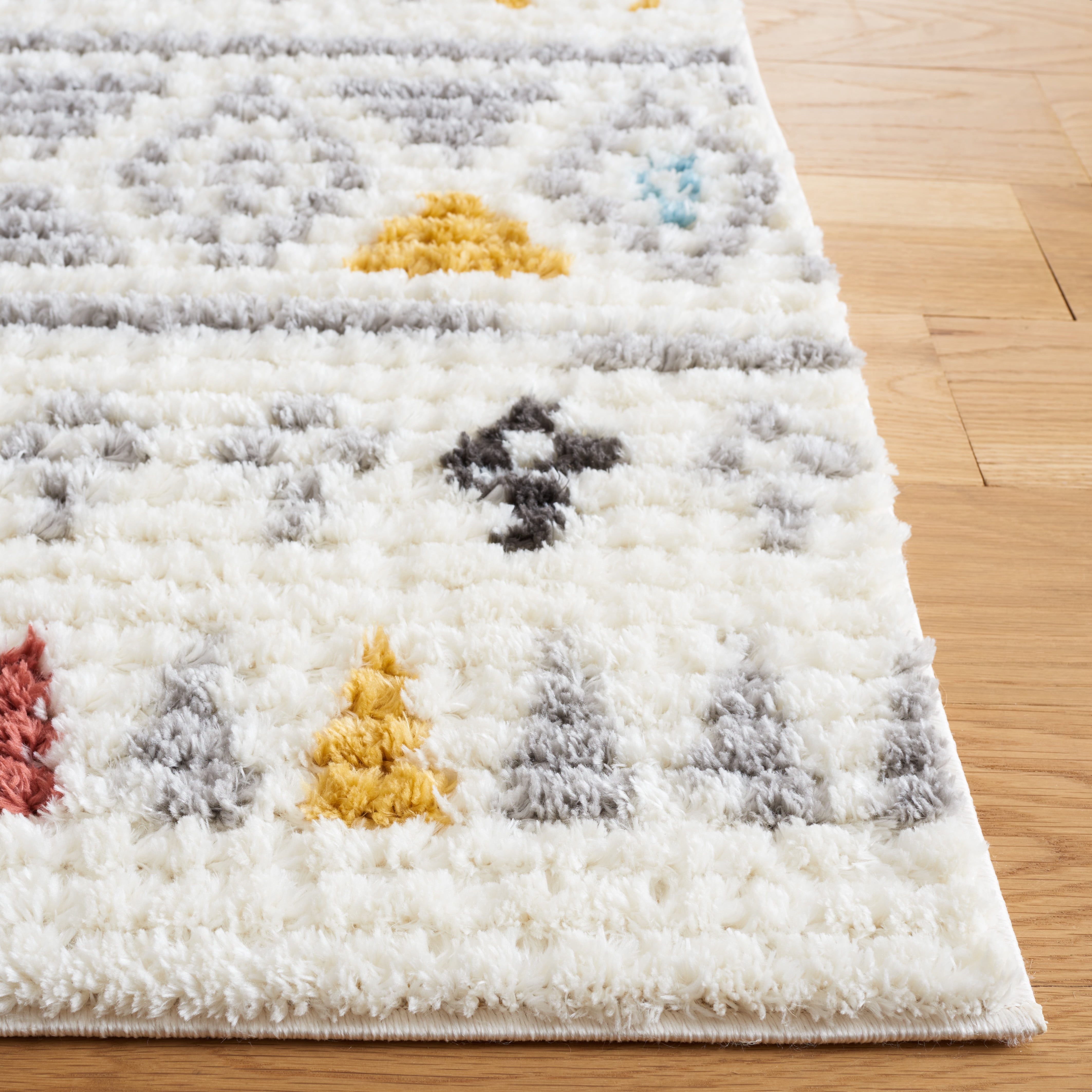 SAFAVIEH Marrakesh Gale Southwestern Polyester Area Rug, Ivory/Grey, 9' x 12'
