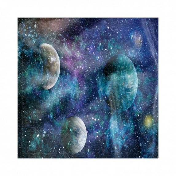Astral Decorative Napkins Set of 4, Universe Concept with Planets Stars Outer Space Print, Silky Satin Fabric for Brunch Dinner Party, 18", Multicolor, by Ambesonne