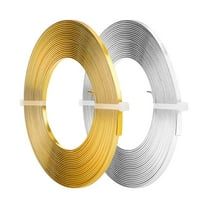 2 Rolls 33 Feet Gold Sliver Flat Jewelry Craft Wire 3mm Wide Aluminum Wire for Bezel Jewelry Making Sculpting Armature Craft for DIY