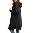 thumbnail image 5 of QIYAGBSA Hoodies for Women Long Zip Up Hooded Sweatshirt Side Slits with Pockets Casual Fall (Black, S), 5 of 6