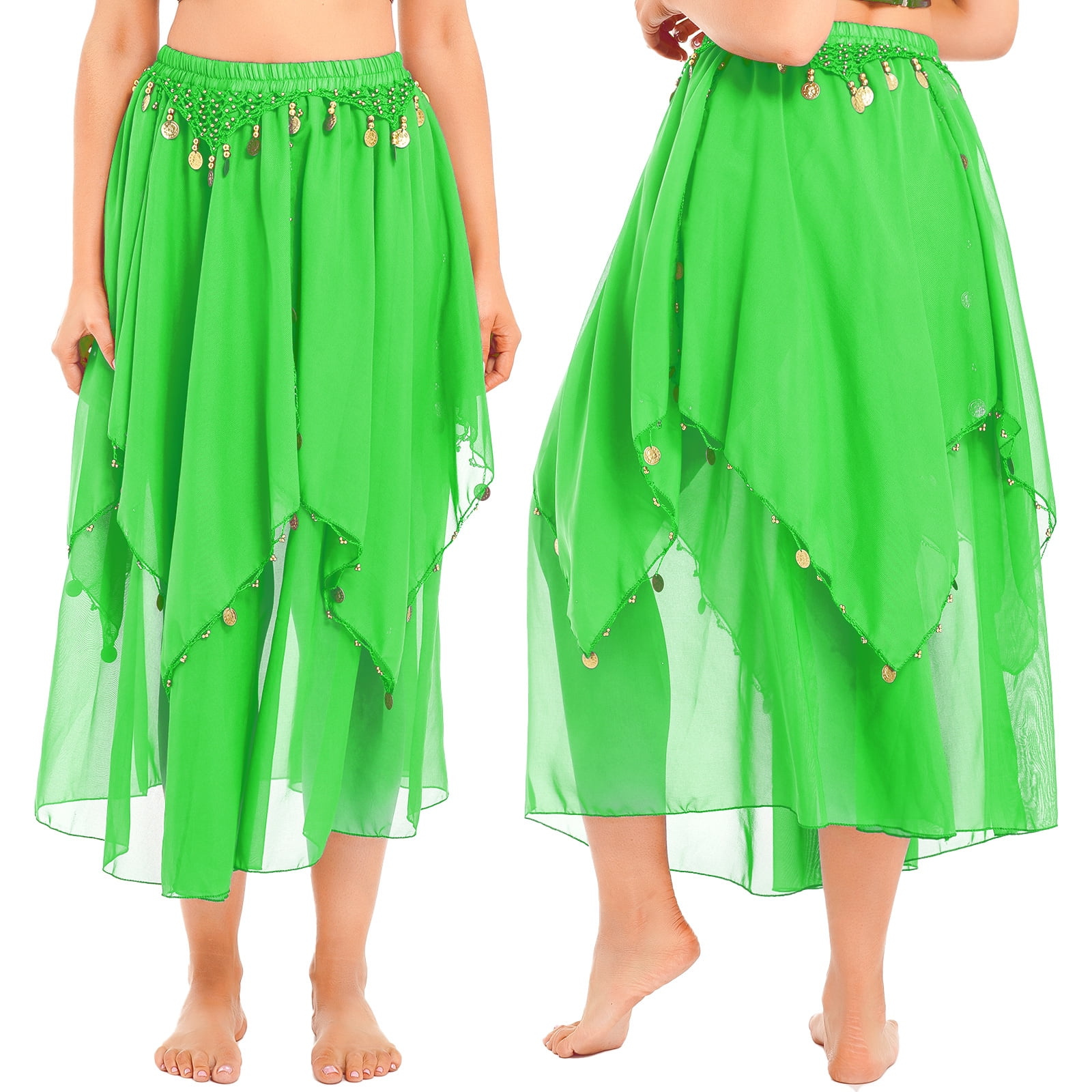 MSemis Women's Dance Skirt Belly Dancing Skirts Long Layered Skirt