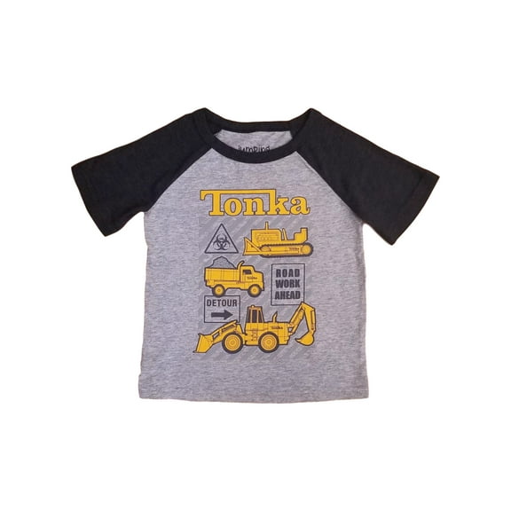 Toddler Boys Grey Black Tonka Toy Tractors Pickup Trucks T-Shirt Tee Shirt 3T
