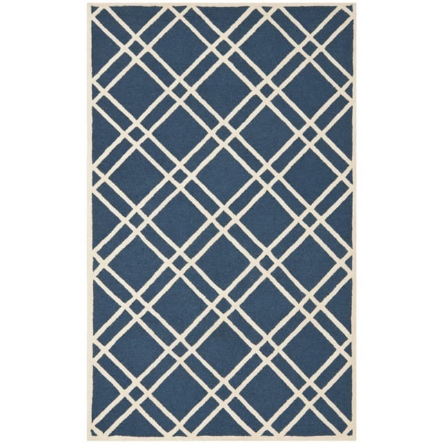 SAFAVIEH Cambridge Collection 9' x 12' Navy Blue/Ivory CAM142G Handmade Moroccan Trellis Premium Wool Area Rug