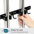 thumbnail image 5 of Damita Mop Broom Holder Wall Mount,Stainless Steel Garage Organizer for Kitchen,Garden,and Tools-Space-Saving Wall-Mounted Broom Hanger,3 Racks 4 Hooks,Black, 5 of 7