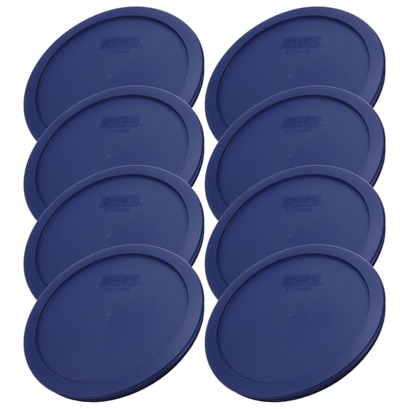 Pyrex 7402-PC Blue Food Storage Replacement Lid (This Lid Fits the Pyrex 7402 6-Cup SCULPTED MIXING BOWL and 7203 7-Cup Glass Bowl) (8-Pack)