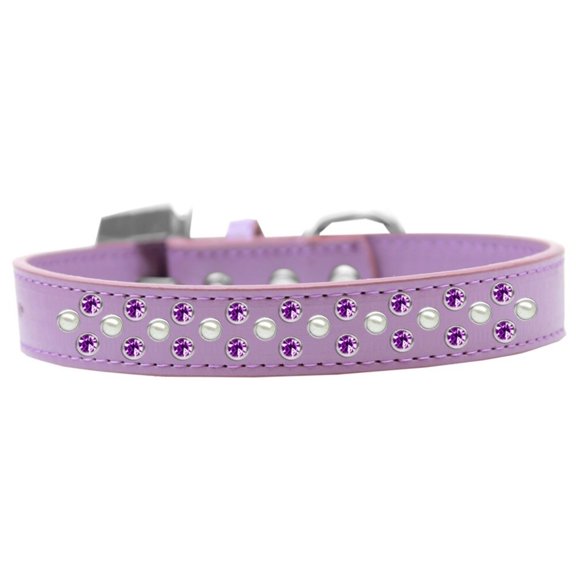Dog, Puppy Pet Fashion Collar, "Pearl and Purple Crystal Rimsets Sprinkles"
