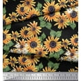 thumbnail image 2 of Soimoi Black Cotton Duck Fabric Leaves & Sunflower Floral Printed Fabric 1 Yard 42 Inch Wide, 2 of 3