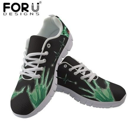 

X-ray Electrocardiogram Pattern Women s Flat Shoes Casual Air Mesh Sneakers Ladies Lightweight Lace Up Shoes Mujer