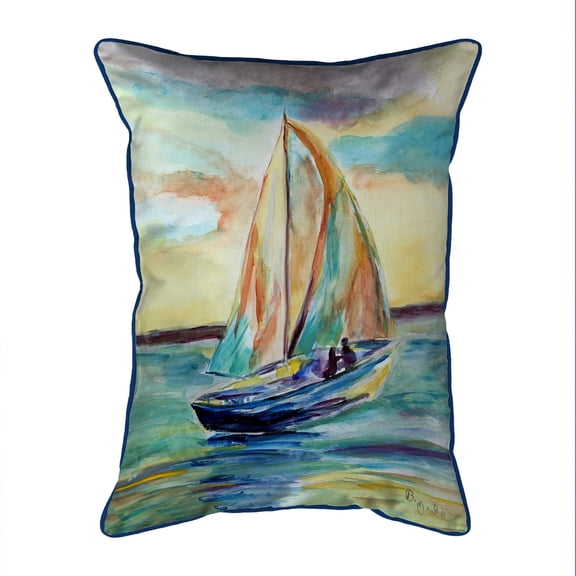 Teal Sailboat Indoor/Outdoor Pillow 11x14 Small