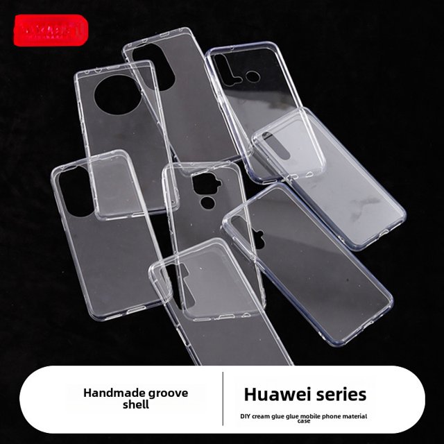 Para Huawei DIY especial gota transparente acrílico fondo duro borde suave carcasa dura fondo móvil funda crema pegamento