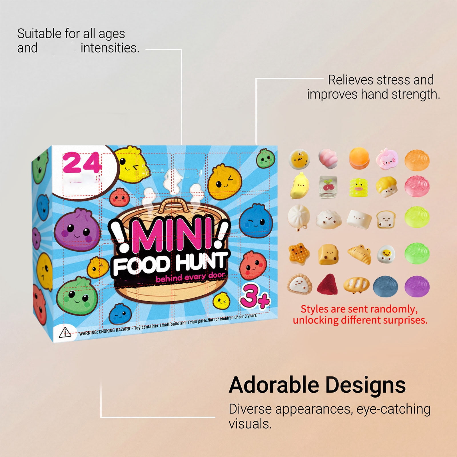 New Squishy 24 Mini Food Fidget Cute Soft Rubber stress Relief Gifts