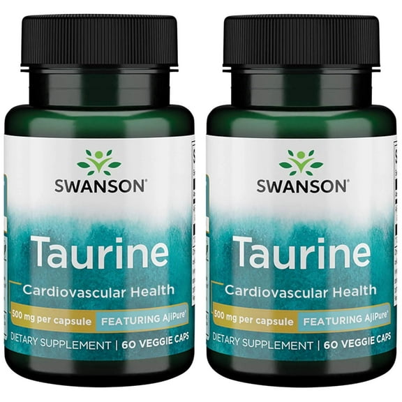 Swanson Amino Acid Ajipure Taurine Pharmaceutical Grade 500 Milligrams 60 Veg Capsules (2 Pack)