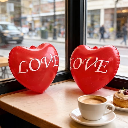 Valentine‘s Day Inflatable Heart Blow up Outdoor Decorations 15x15in PVC Valentines Outdoor Heart Hanging Ornament for Wedding Party Yard Decor, 1pc