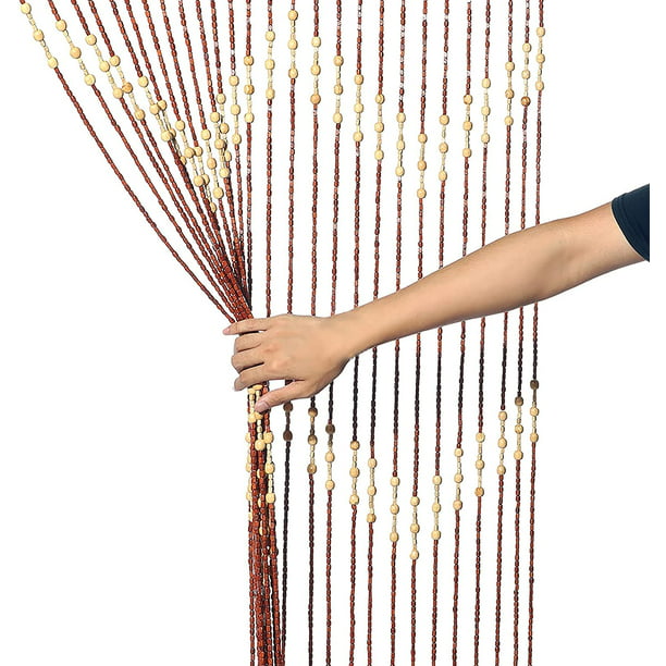 Vidner Mening Indrømme ANQIDI 27 Lines Door Curtain Wave Pattern Wooden Bead Curtain Natural Wood  and Bamboo Beaded Curtain Handwoven - Walmart.com