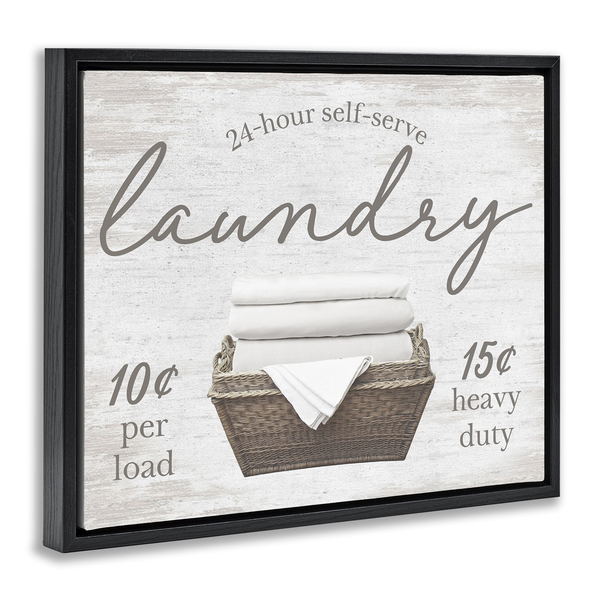 Stupell Industries Vintage Laundry Ad Typography Painting Black Floater Framed Art Print Wall Art, 31 x 25