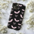 thumbnail image 5 of Cute Pink Bat and Bow Pattern Phone Case, Gothic Halloween Inspired Protective Cover for iPhone 16 15 14 13 12 11 Pro Max Mini, 5 of 6