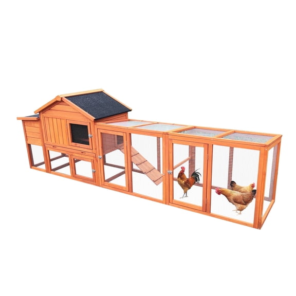 111" Wooden Chicken Coop, Large Chicken Coop with Run, Outdoor Hen House with Nesting Box Poultry for Backyard