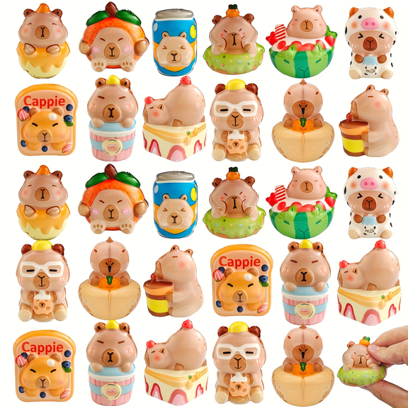 24PCS Squishy Toys, Cute Capybara Squishies for Children Ages 3 , Christmas Party Favors, Classroom Prizes, Christmas Stocking Stuffer, Assorted Varieties