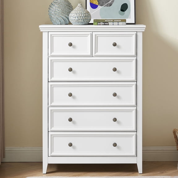 Modern 6 Drawers Dresser 6 Drawers Cabinet,Chest of Drawers Closet Organizers and Storage Clothes Storage Drawers Cabinet for Living Room, Farmhouse Dresser Organizer