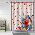 thumbnail image 2 of 4th of July Shower Curtain Flower Floral American Flag Patriotic Shower Curtains for Bathroom Decor Independence Day Petal Patriotic Stripes Bath Curtains Sets Waterproof Extra Long 72" x 84", 2 of 6